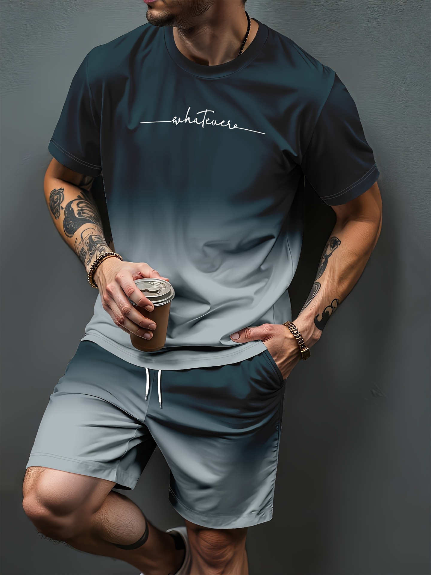 Summer Clothing Patterns - Gradient Letter Pattern 3D Print Tracksuits