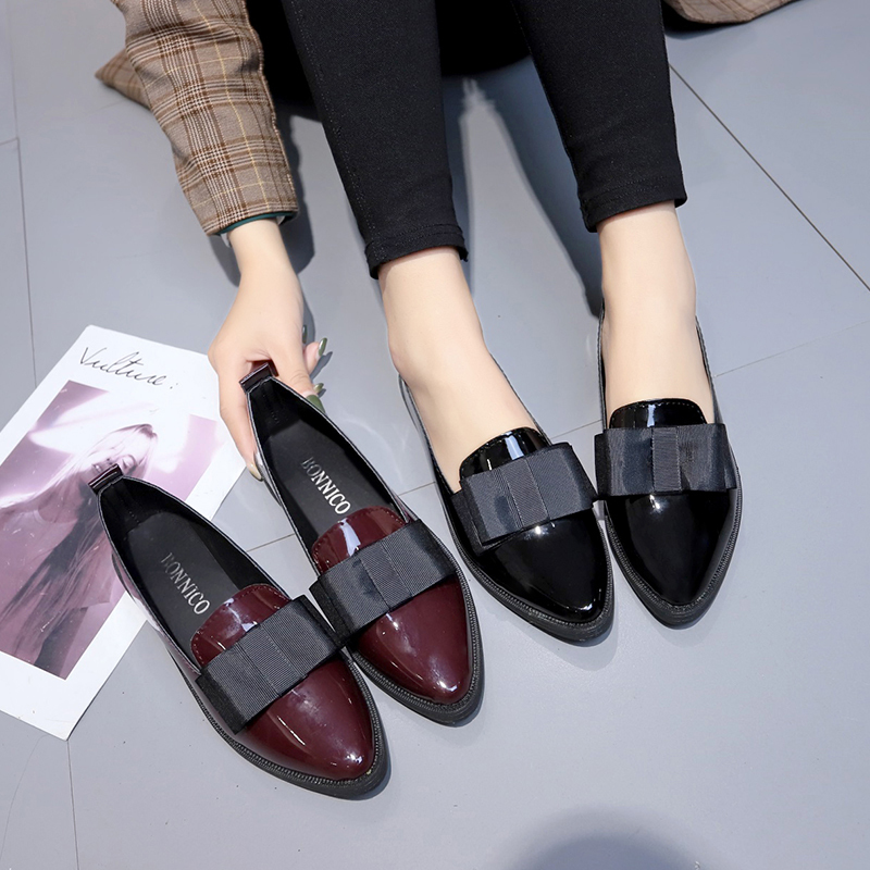Summer Clothing Office - Black/ Wine Red Patent Leather Pointed