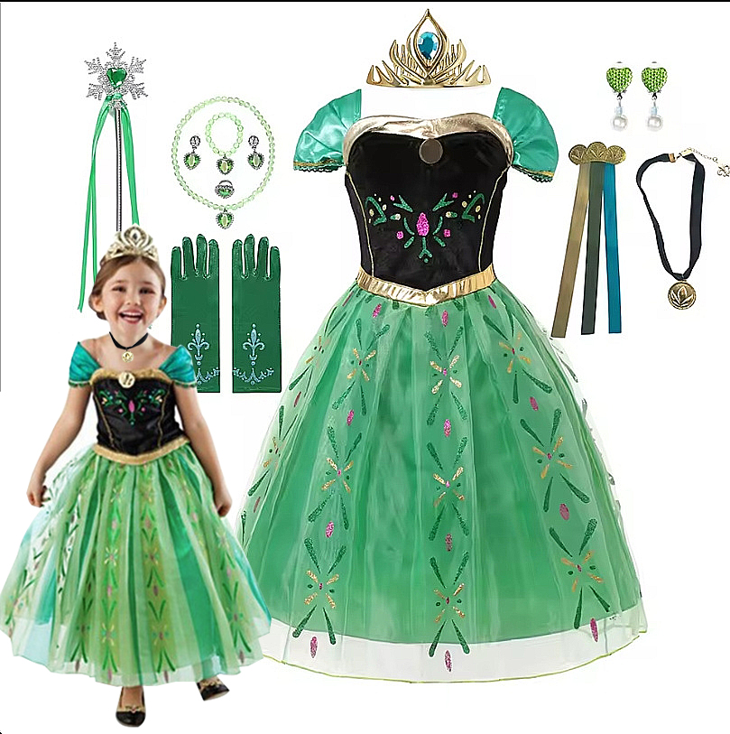 Anna Costume For Kids Girl Fan - Summer Kids Clothing review and price