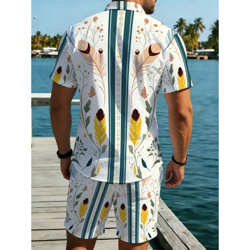 Mens 2 Piece Summer Outfit Haw - Beach Shirt Hawaiian review and price