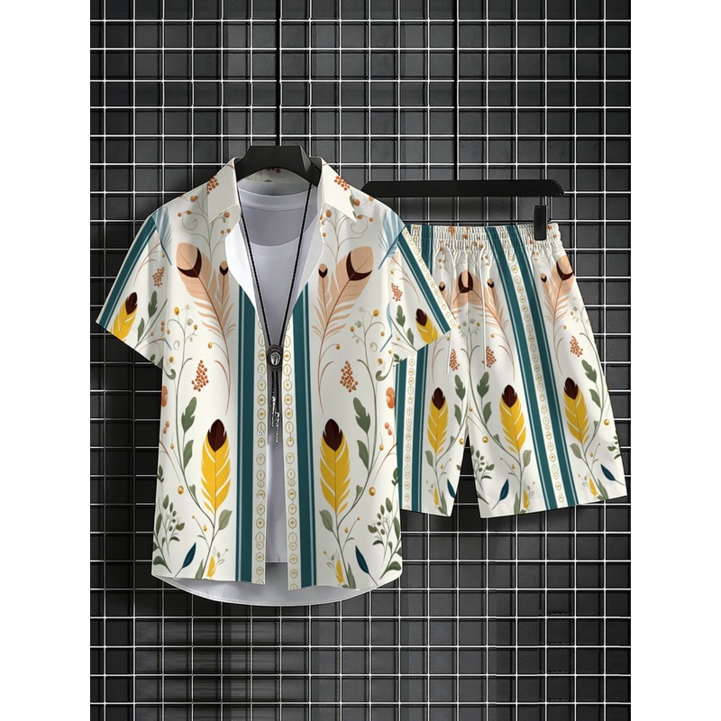 Mens 2 Piece Summer Outfit Haw - Beach Shirt Hawaiian review and price