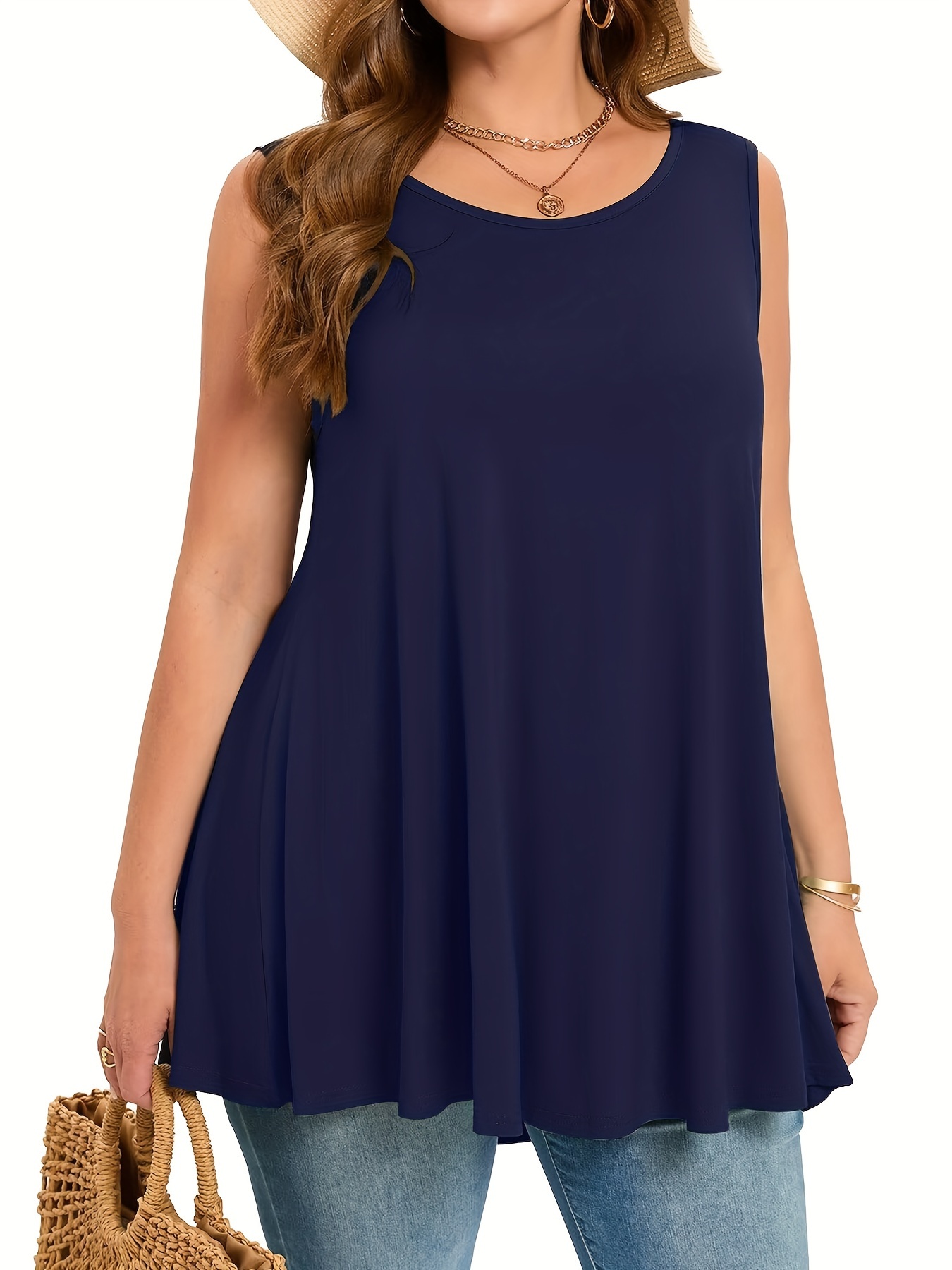 Plus Size Simple Solid Tank To - Summer Clothing For Plus Size Women review and price