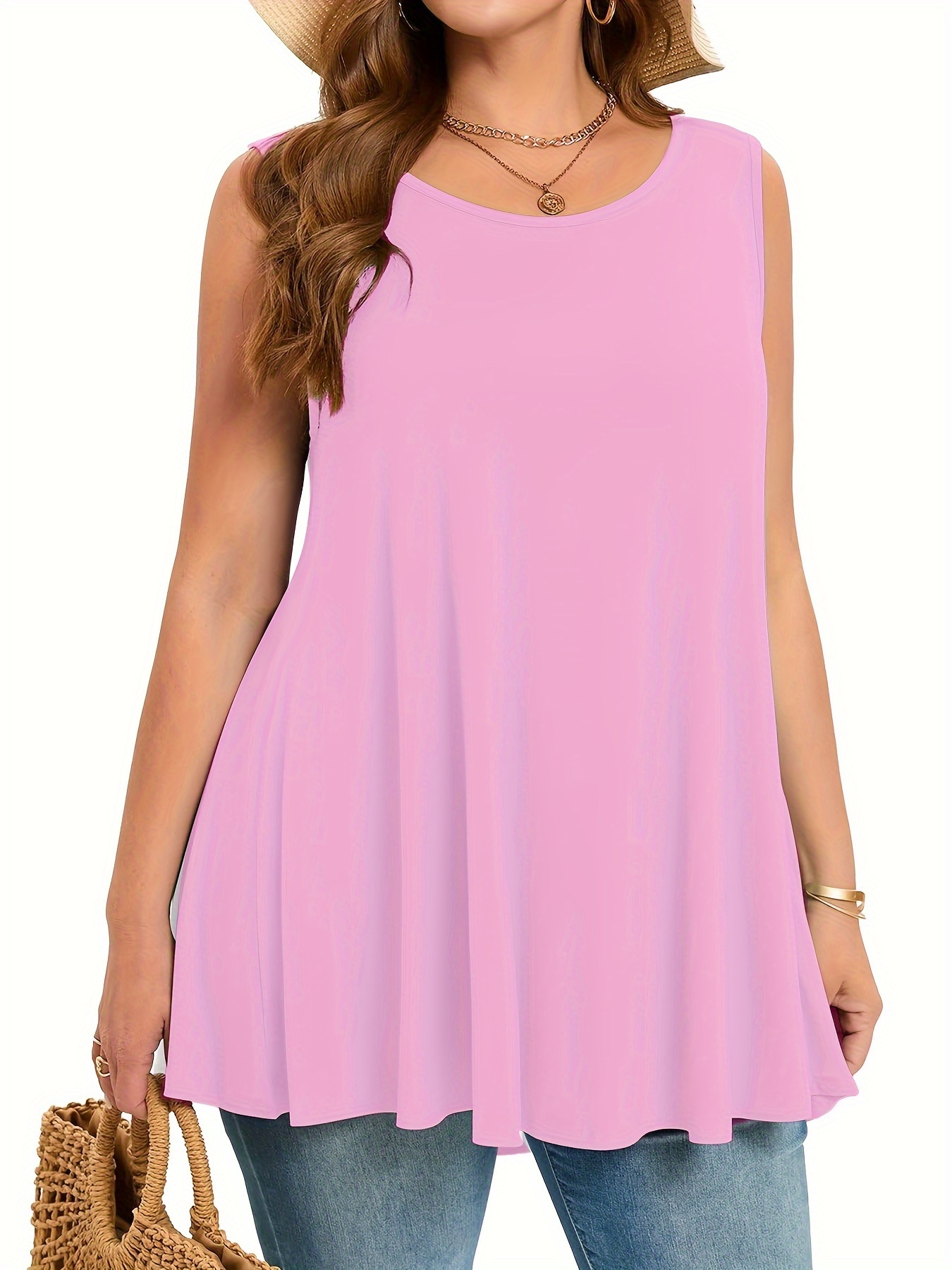 Plus Size Simple Solid Tank To - Summer Clothing For Plus Size Women review and price