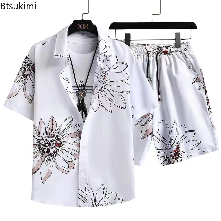 2026 Summer Men's Sets Fashion - Beach Shirt Hawaiian review and price