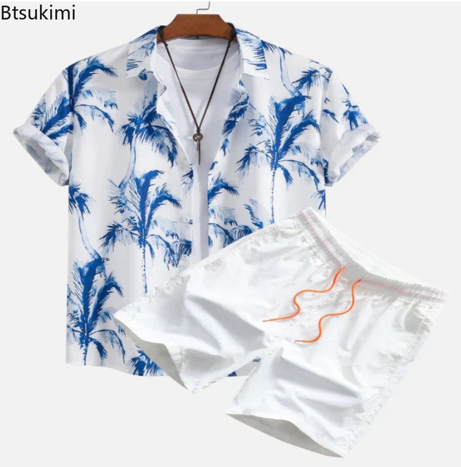2026 Summer Men's Sets Fashion - Beach Shirt Hawaiian review and price