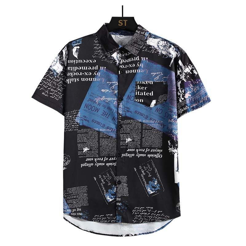 Men's Newspaper Printed 2-piec - Beach Shirt Hawaiian review and price