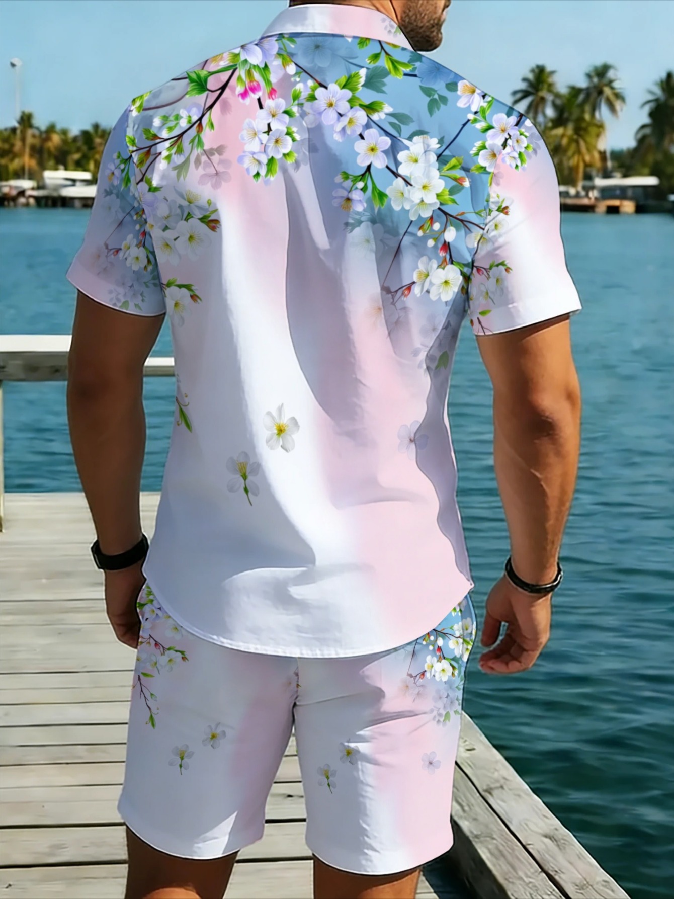 Men's Hawaiian 2-Piece Set Gra - Beach Shirt Hawaiian review and price