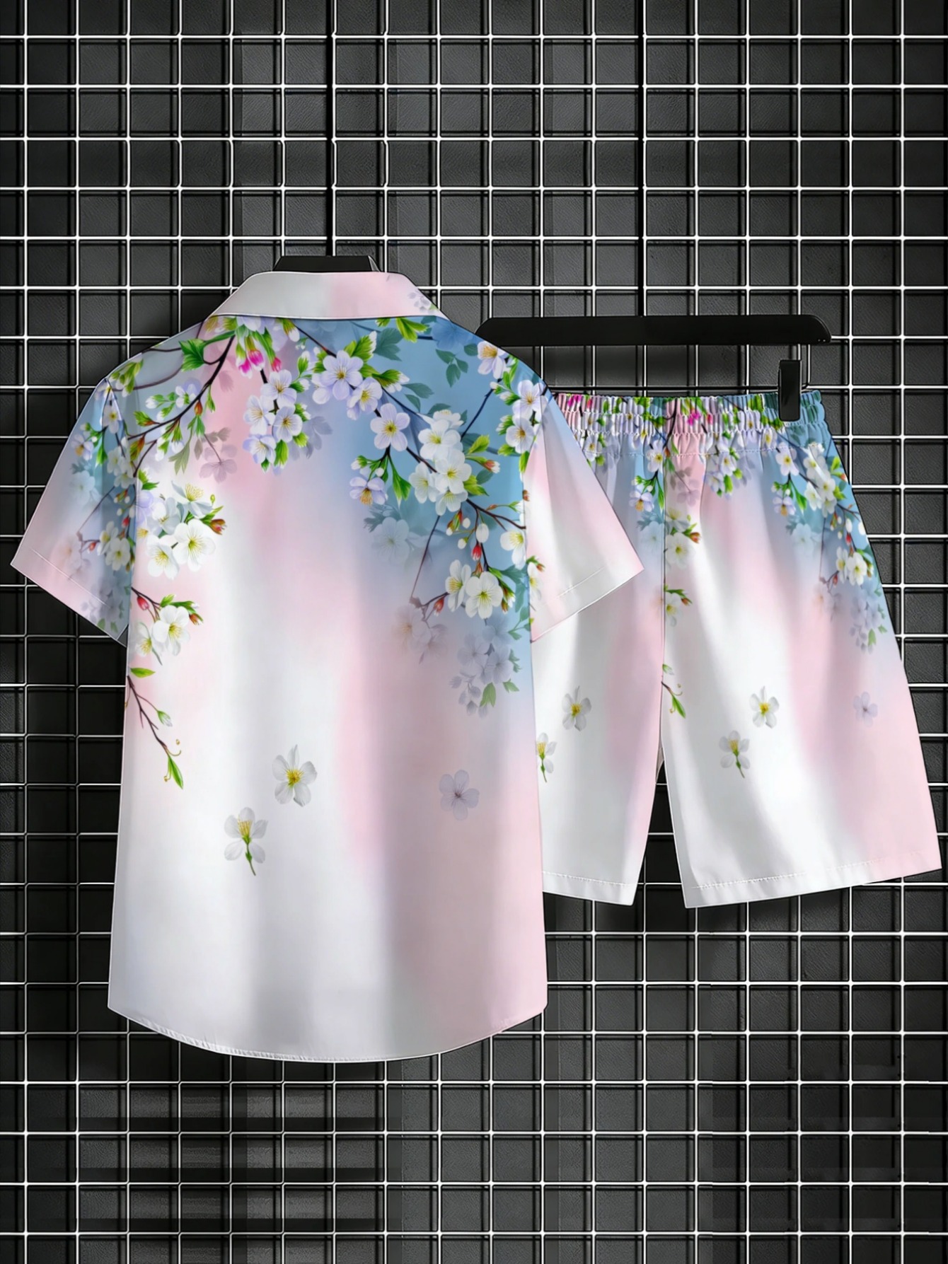 Men's Hawaiian 2-Piece Set Gra - Beach Shirt Hawaiian review and price