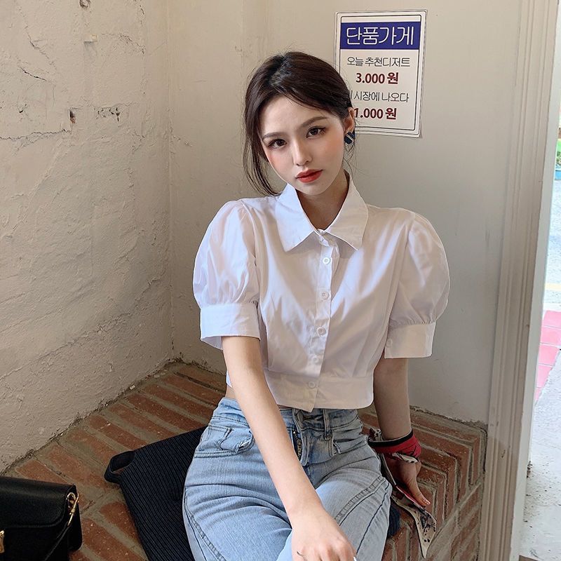 Korean Summer Puff sleeve Whit - Summer Clothing For Teens review and price