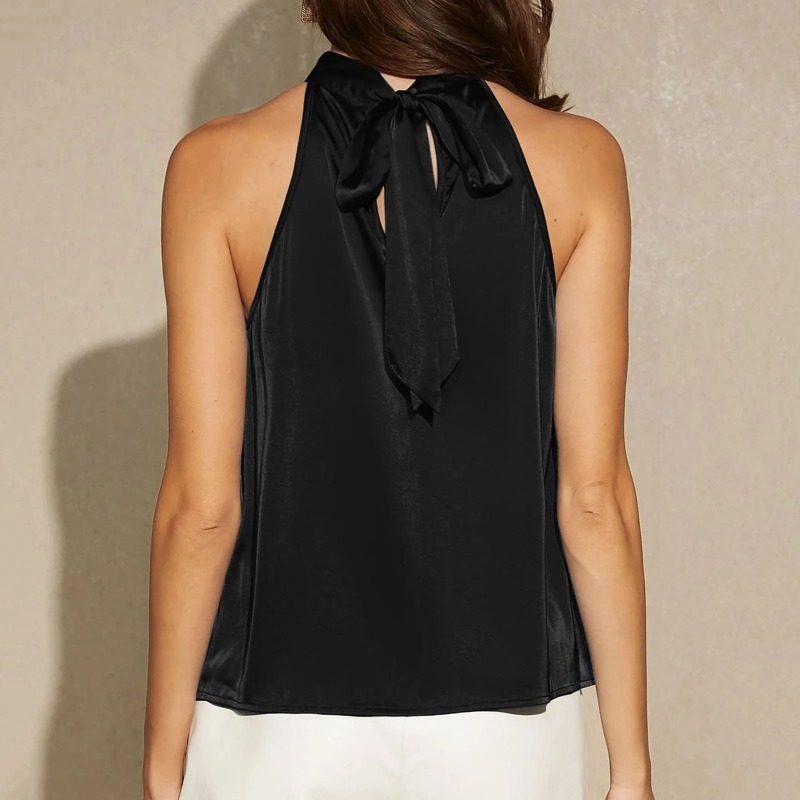 Elegant Satin Halter Neck Tank - Summer Clothing Images review and price
