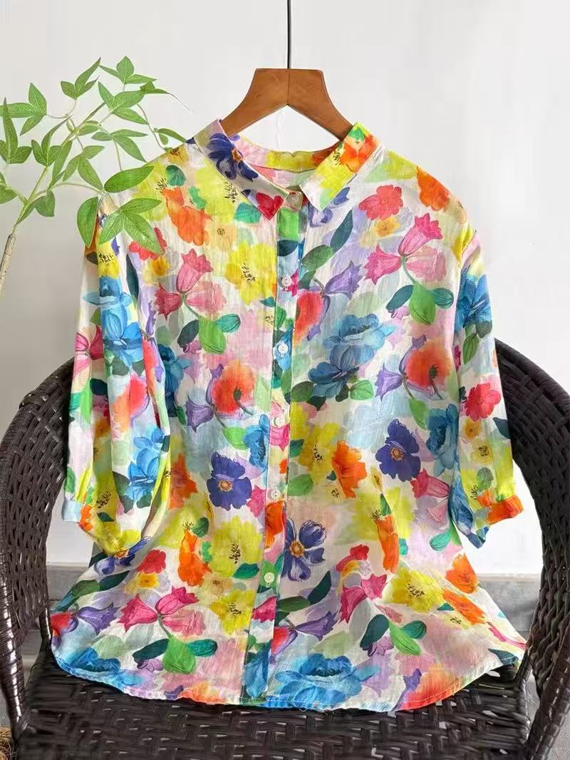 2026 Pure Ramie Print Shirt Wo - Summer Clothing For Japan review and price