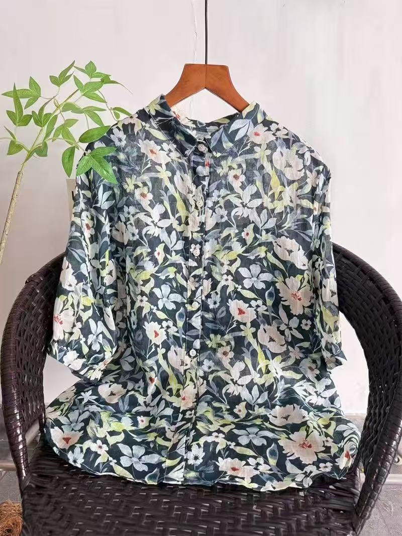 2026 Pure Ramie Print Shirt Wo - Summer Clothing For Japan review and price