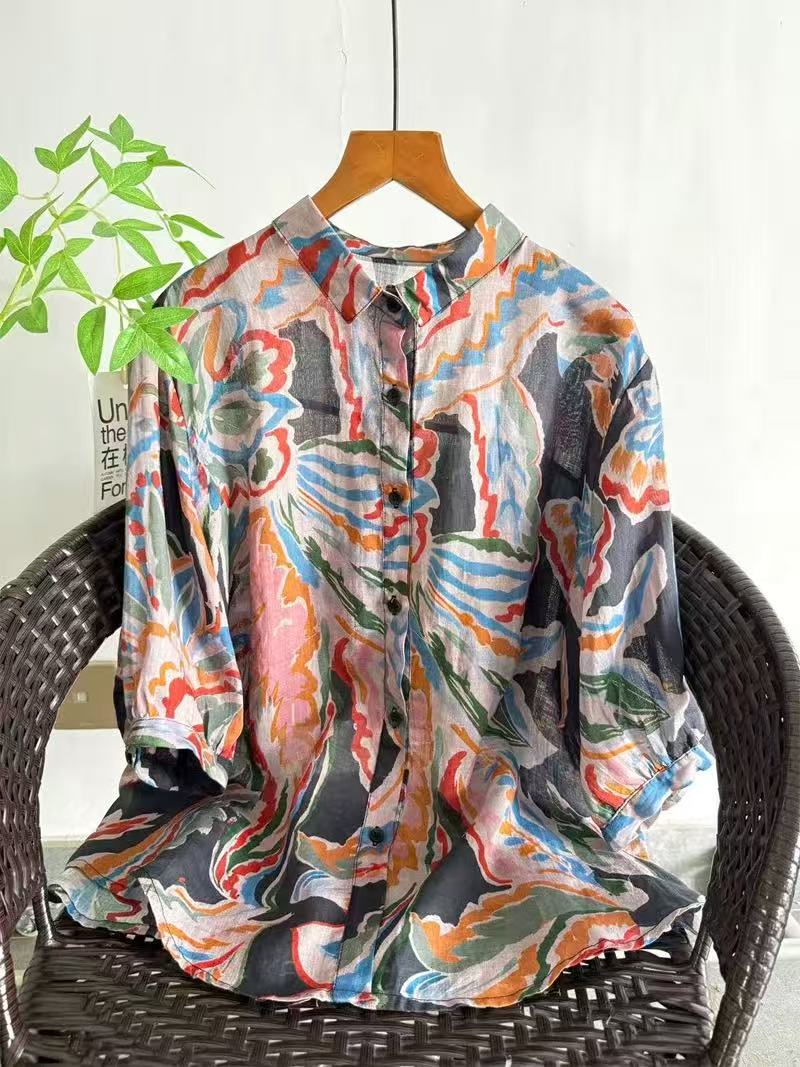 2026 Pure Ramie Print Shirt Wo - Summer Clothing For Japan review and price