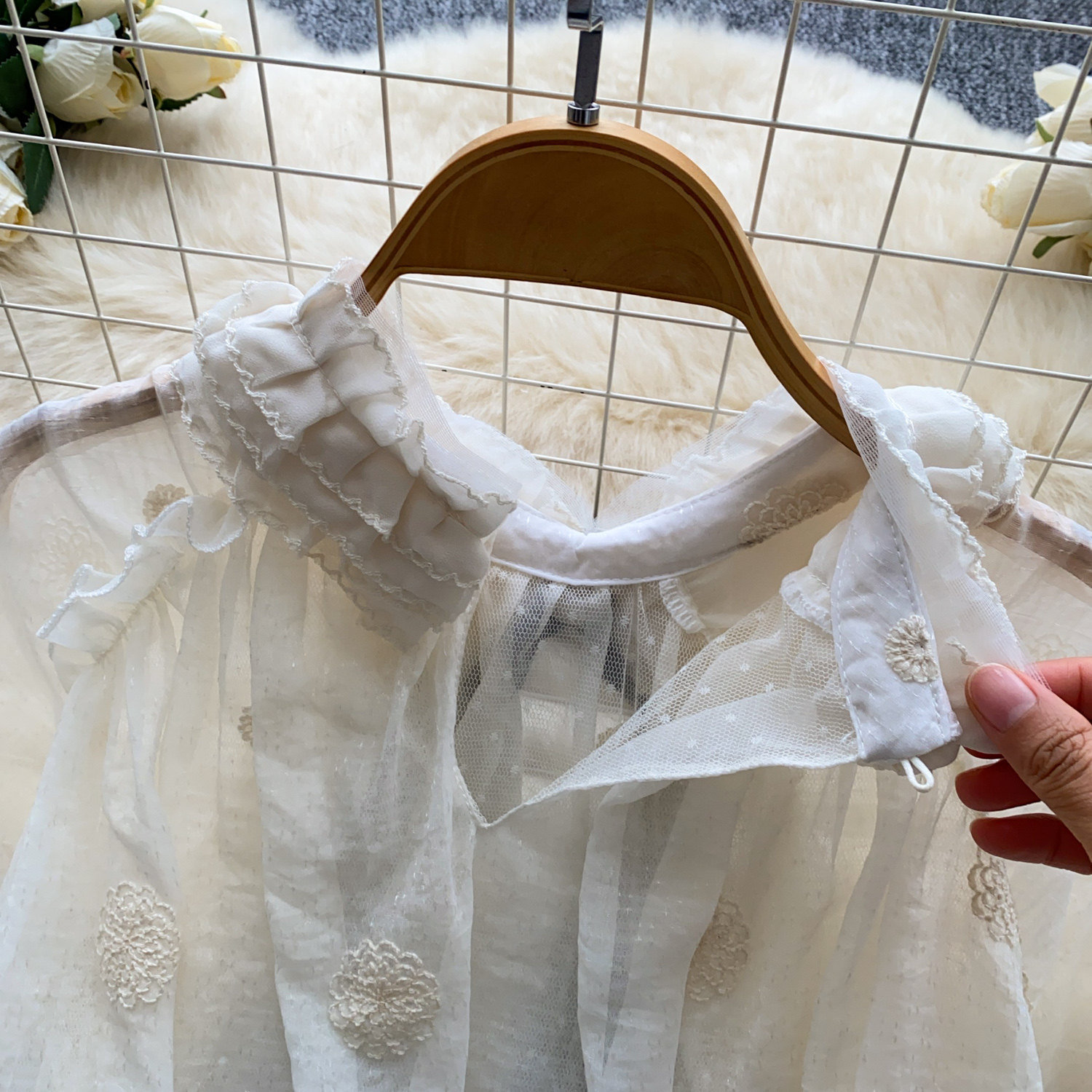 Elegant Bow‑tie Blouse  Puff L - Summer Clothing For Teens review and price