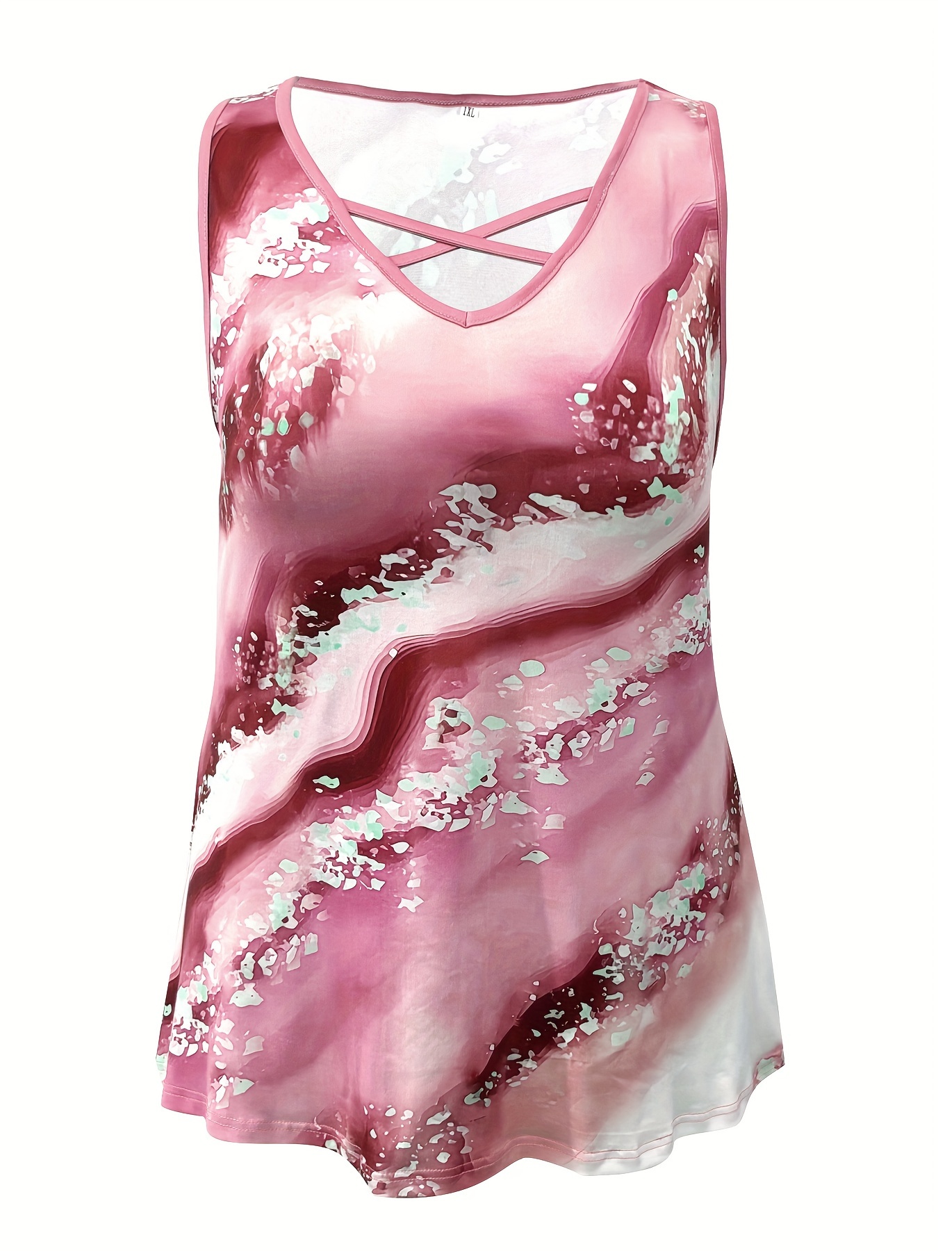 Plus Size Marble Print Tank To - Summer Clothing For Plus Size Women review and price