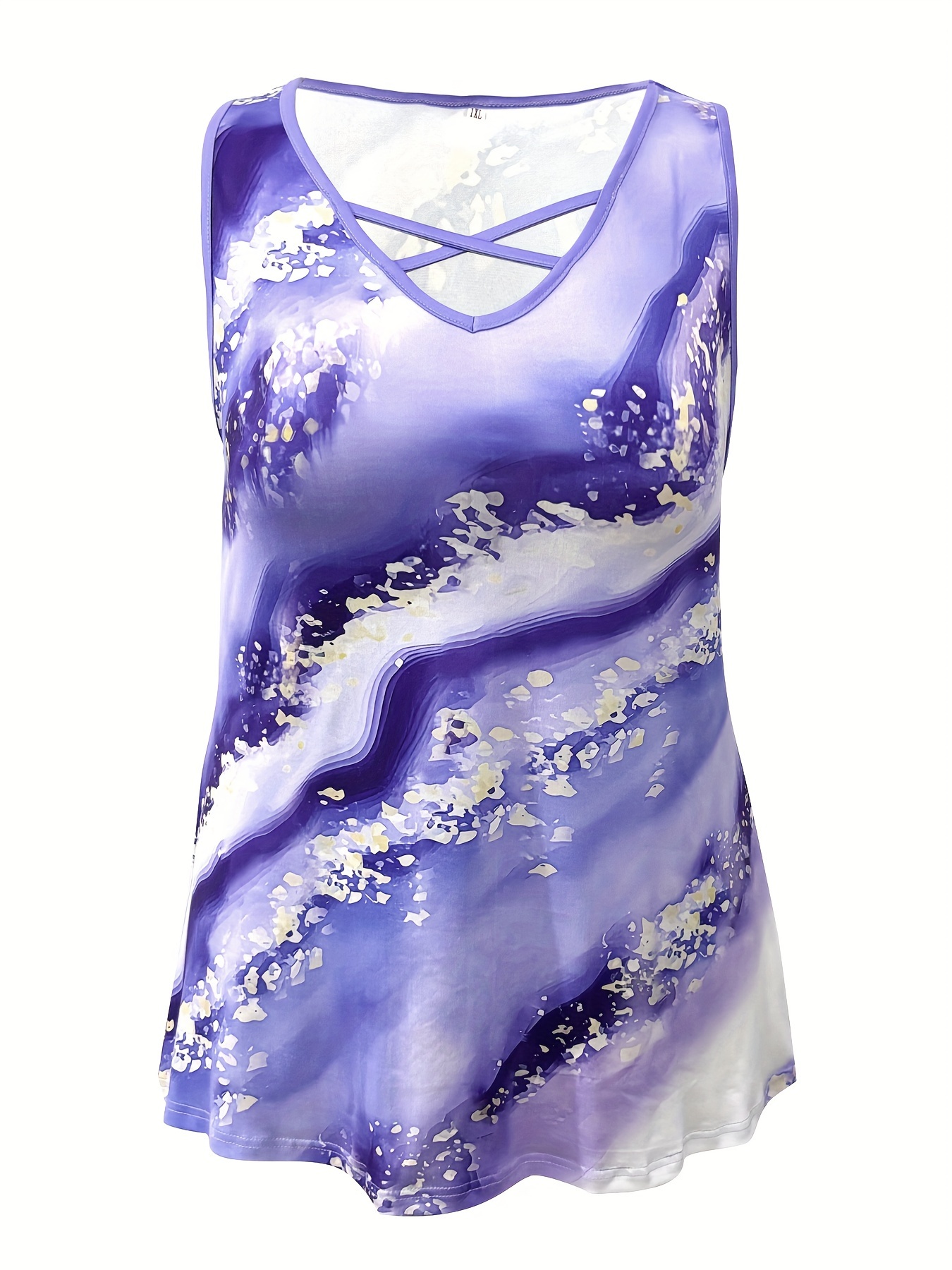Plus Size Marble Print Tank To - Summer Clothing For Plus Size Women review and price